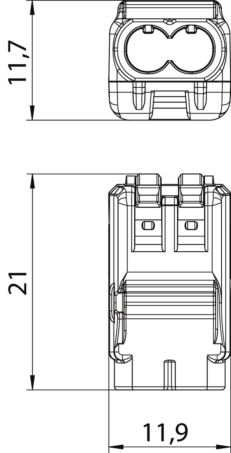 Ligador universal para 2 condutores multifilares 0,2-2,5mm² Policarbonato transparente – Imagem 2 de 2