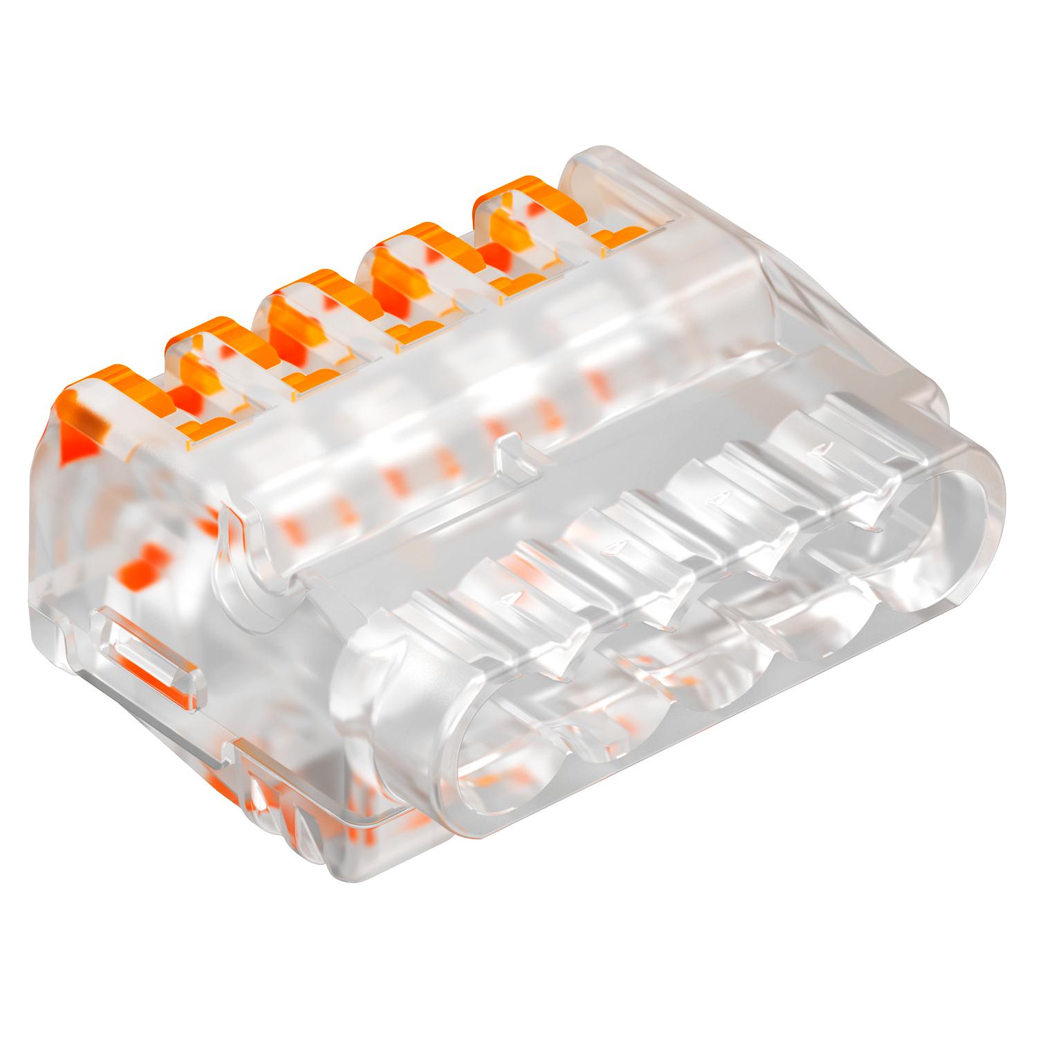 Ligador universal para 5 condutores multifilares 0,2-2,5mm² Policarbonato transparente