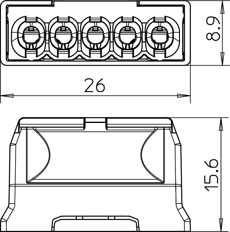 Ligador rápido terminal sem parafusos 5x2,5mm² Poliamida cinzento claro RAL 7035 – Imagem 2 de 2