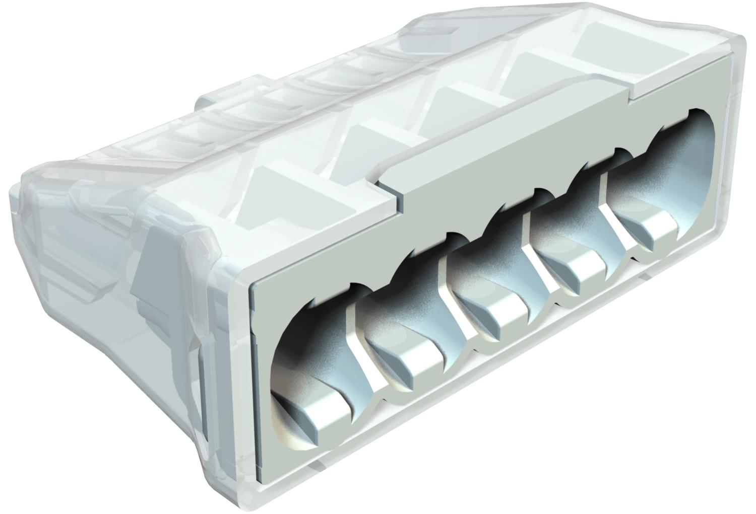 Ligador rápido terminal sem parafusos 5x2,5mm² Poliamida cinzento claro RAL 7035