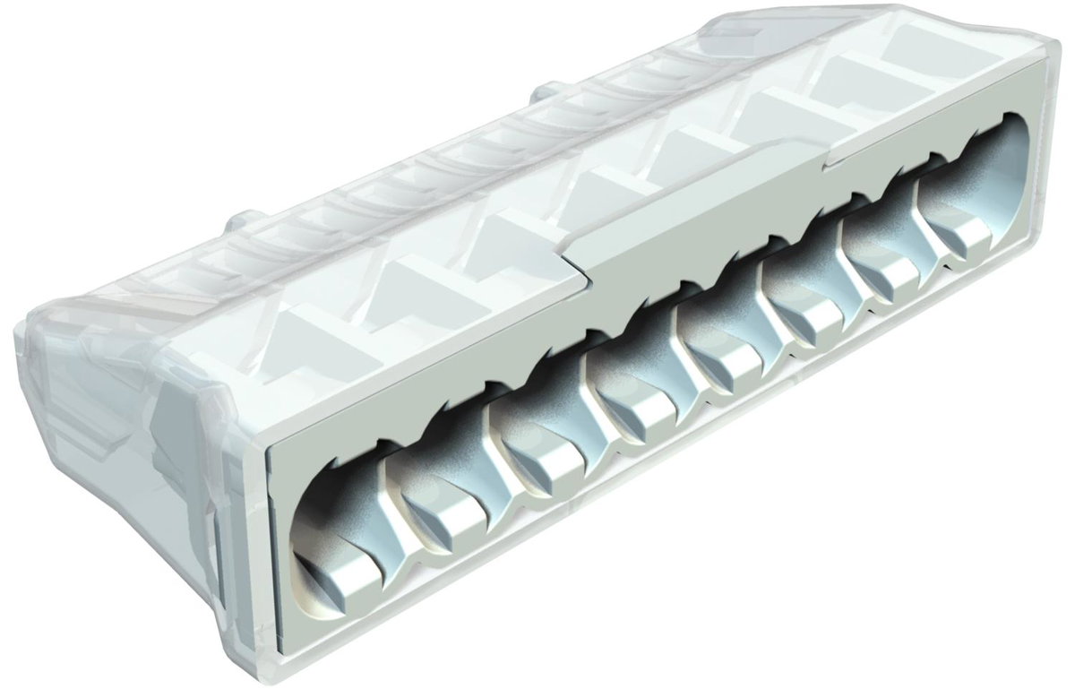 Ligador rápido terminal sem parafusos 8x2,5mm² Poliamida cinzento claro RAL 7035