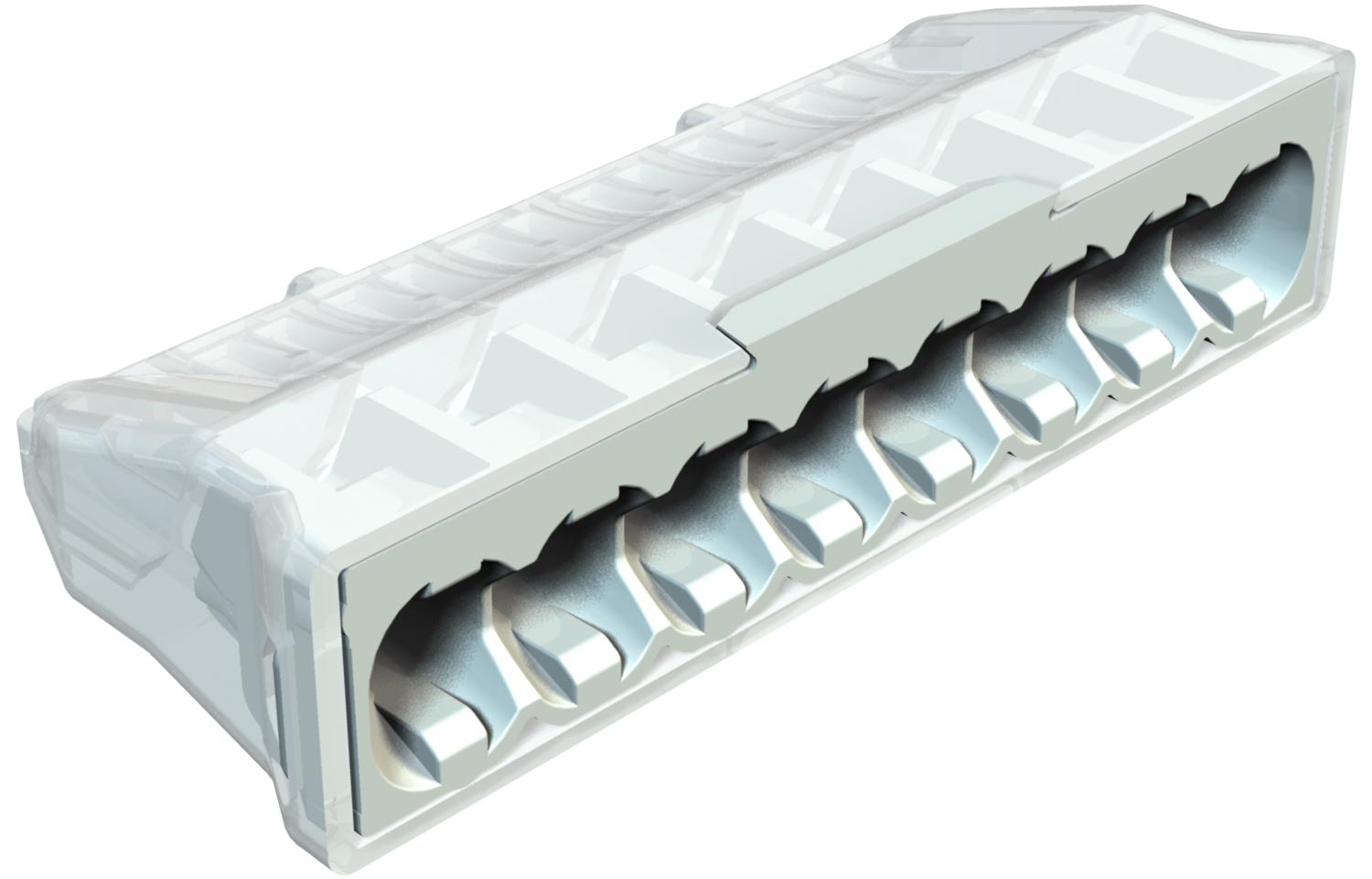 Ligador rápido terminal sem parafusos 8x2,5mm² Poliamida cinzento claro RAL 7035