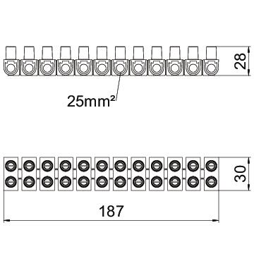 Terminal strip 25mm² Polipropileno preto – Imagem 2 de 2