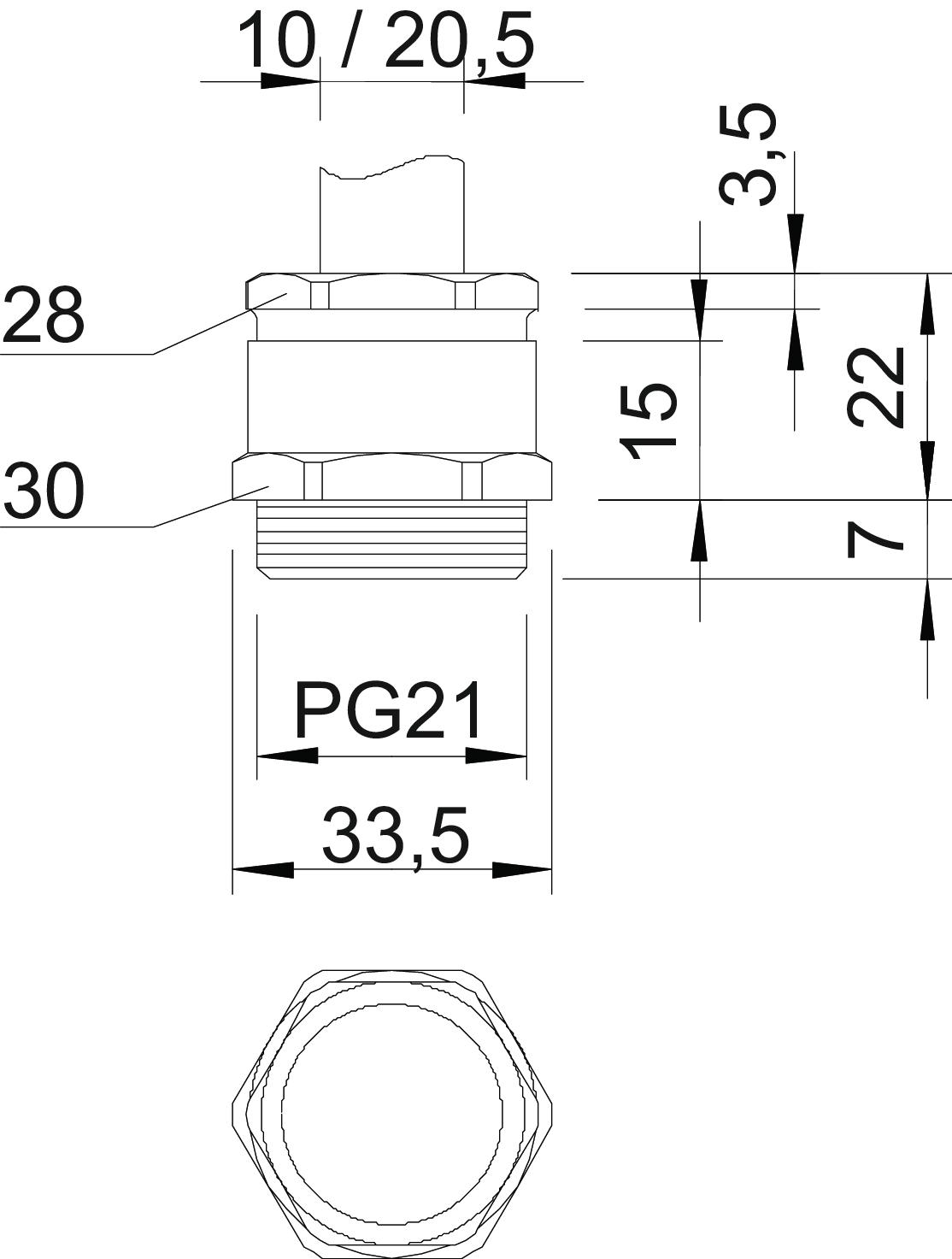 Bucim com anel PG21 Latão niquelado – Imagem 2 de 2