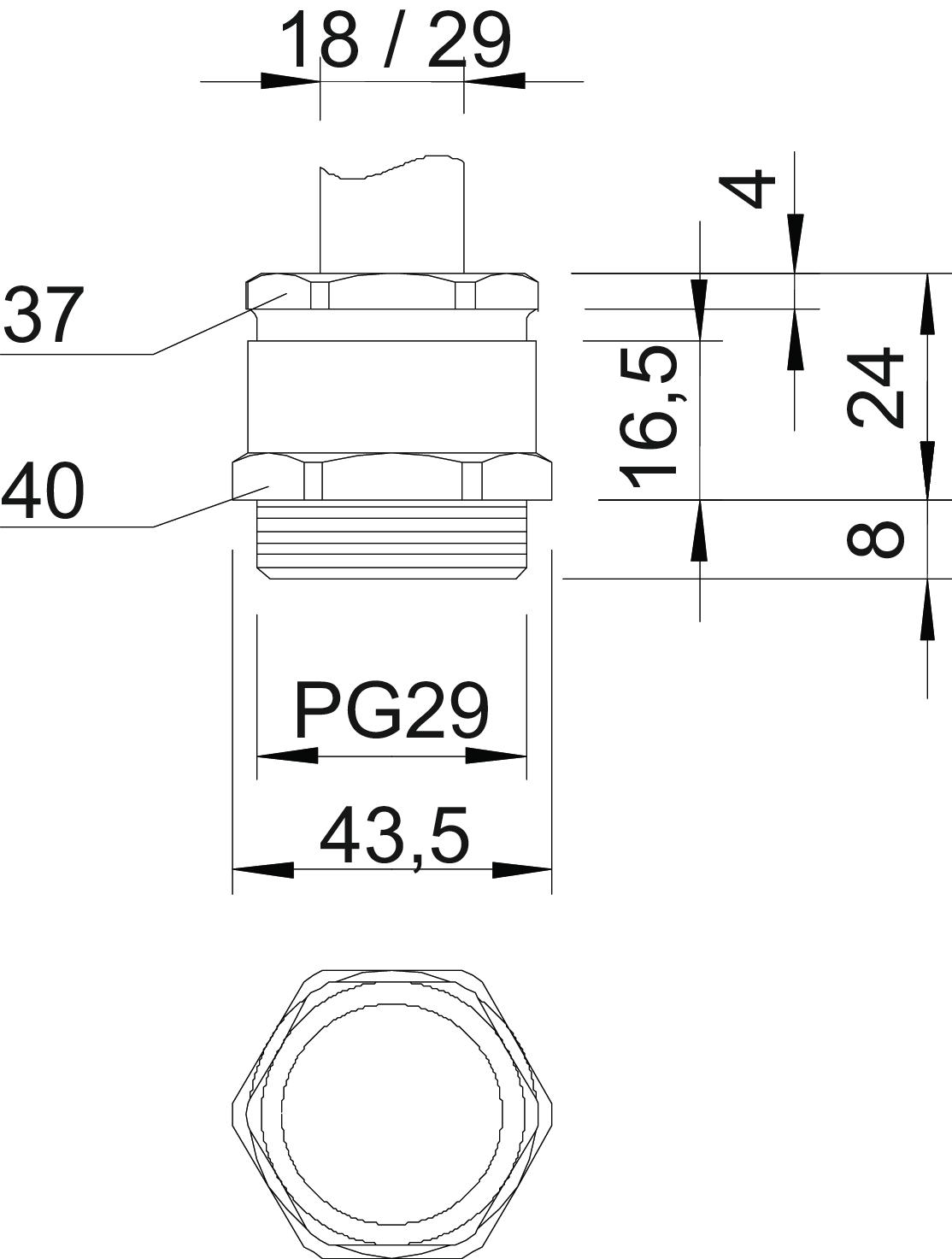 Bucim com anel PG29 Latão niquelado – Imagem 2 de 2