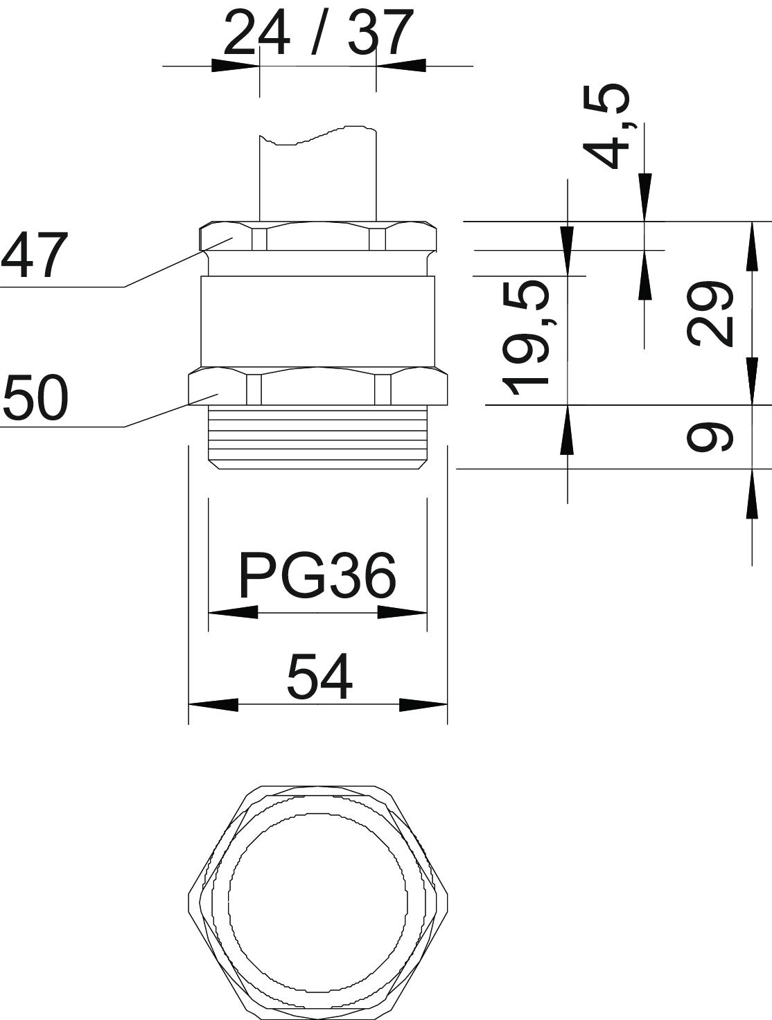 Bucim com anel PG36 Latão niquelado – Imagem 2 de 2