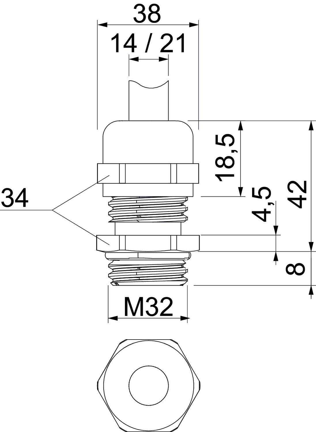 Cable gland EMV for cable with shielding M32 Latão niquelado – Imagem 2 de 2