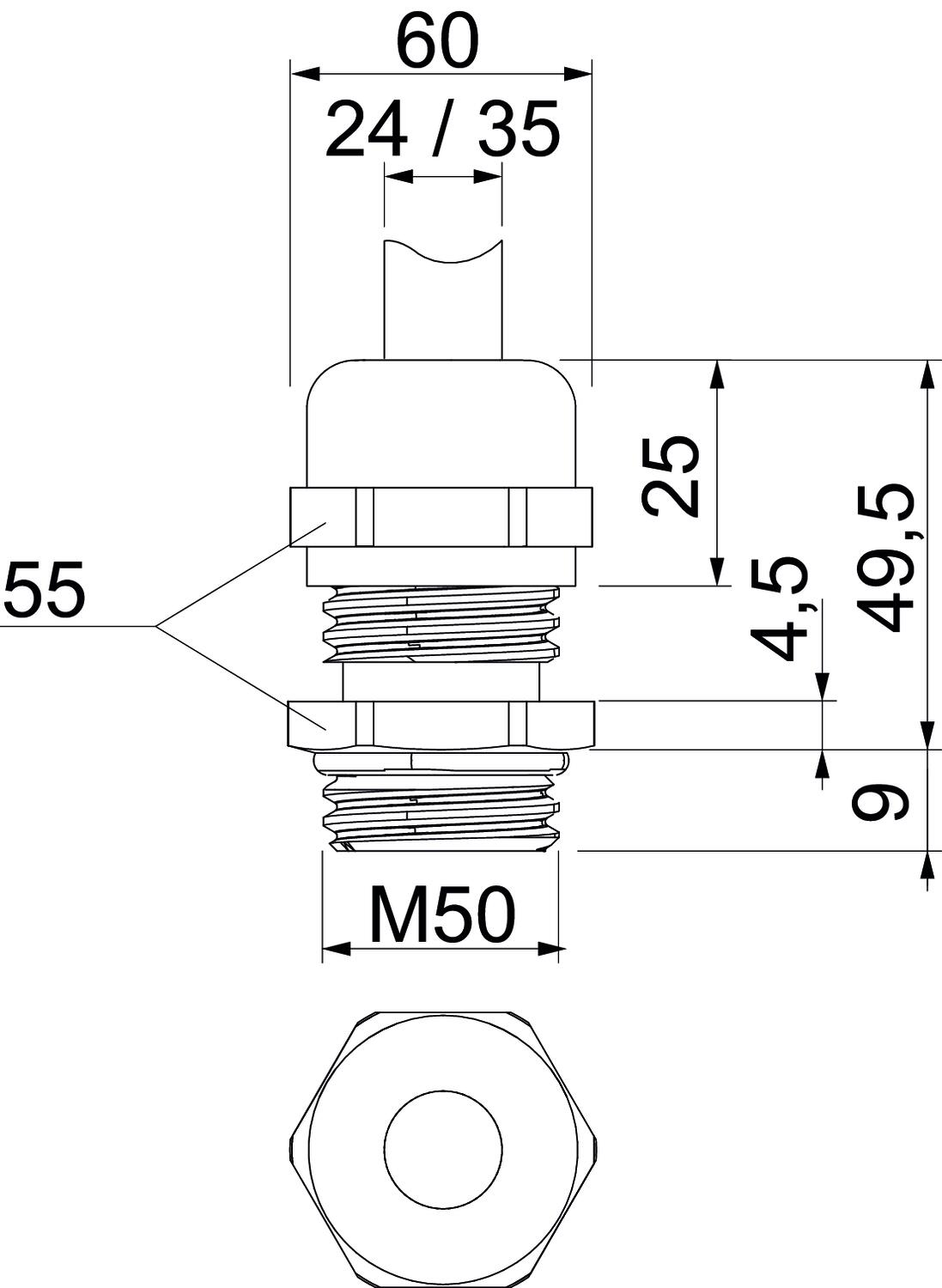 Cable gland EMV for cable with shielding M50 Latão niquelado – Imagem 2 de 2