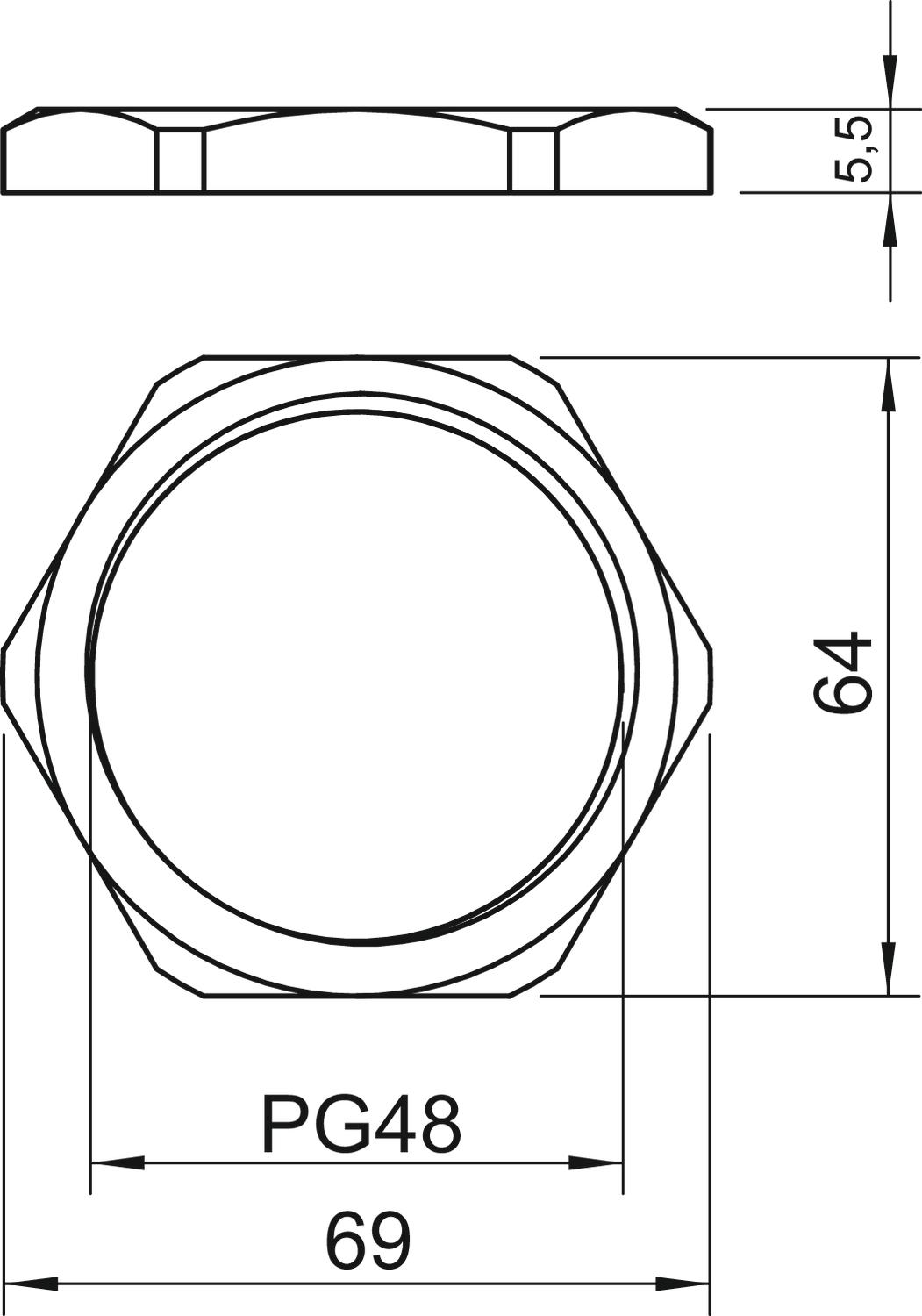Porca PG48 Latão niquelado – Imagem 2 de 2