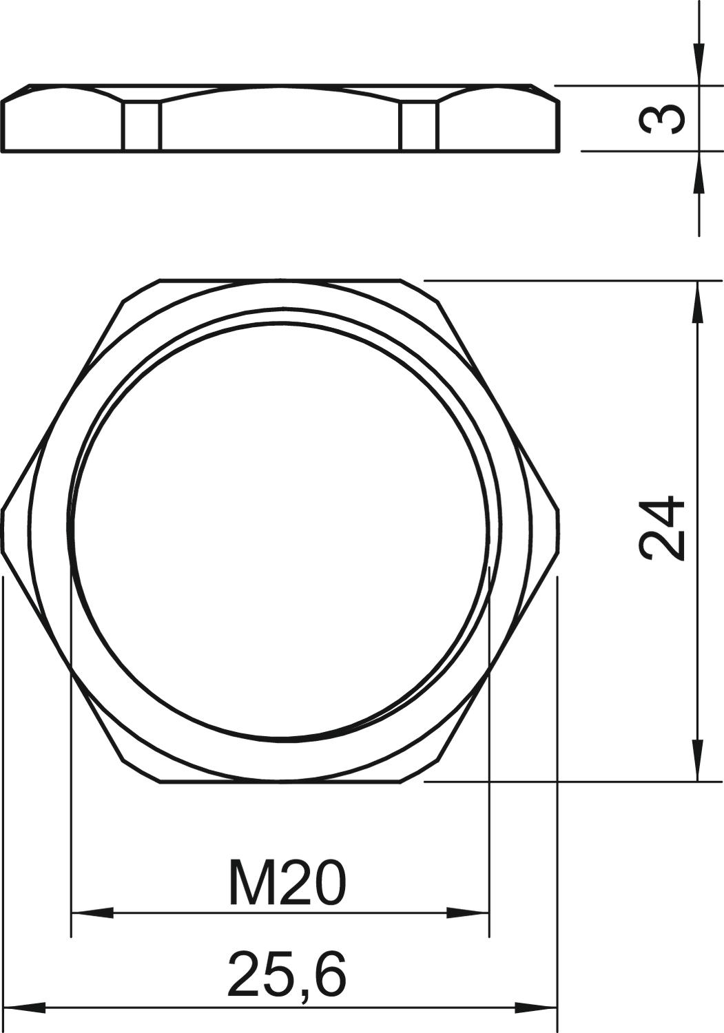 Porca M20 Latão niquelado – Imagem 2 de 4