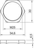 Porca dentada M25x1,5 Latão niquelado