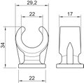 Abraçadeira com pé 19-22mm Polipropileno cinzento claro RAL 7035
