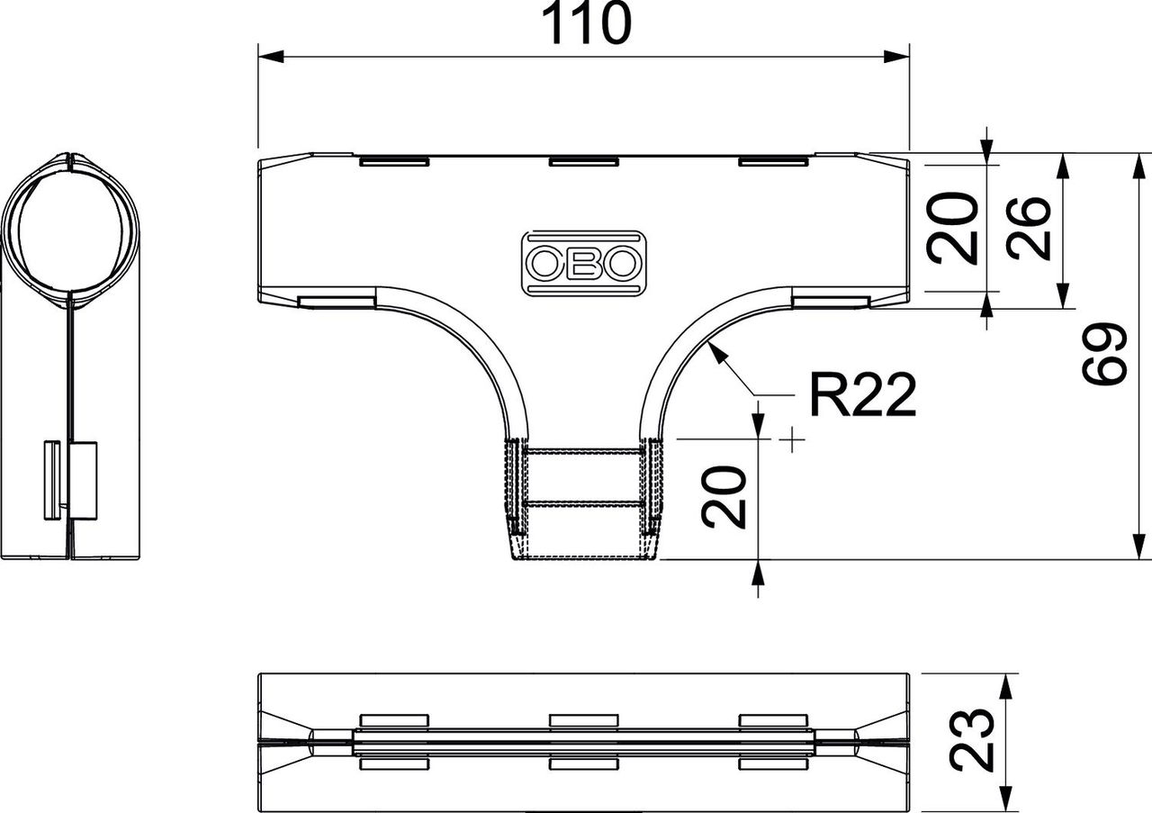 Derivação em T Quick-Pipe M20 Polipropileno cinzento claro RAL 7035 – Imagem 2 de 2