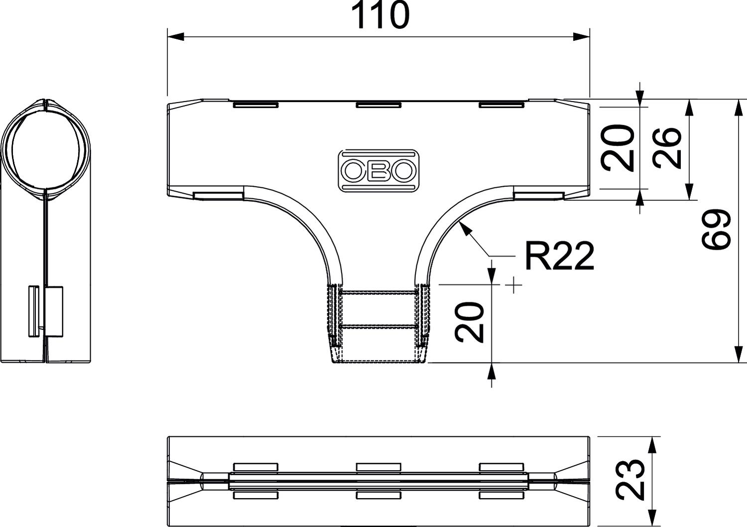 Derivação em T Quick-Pipe M20 Polipropileno cinzento claro RAL 7035 – Imagem 2 de 2