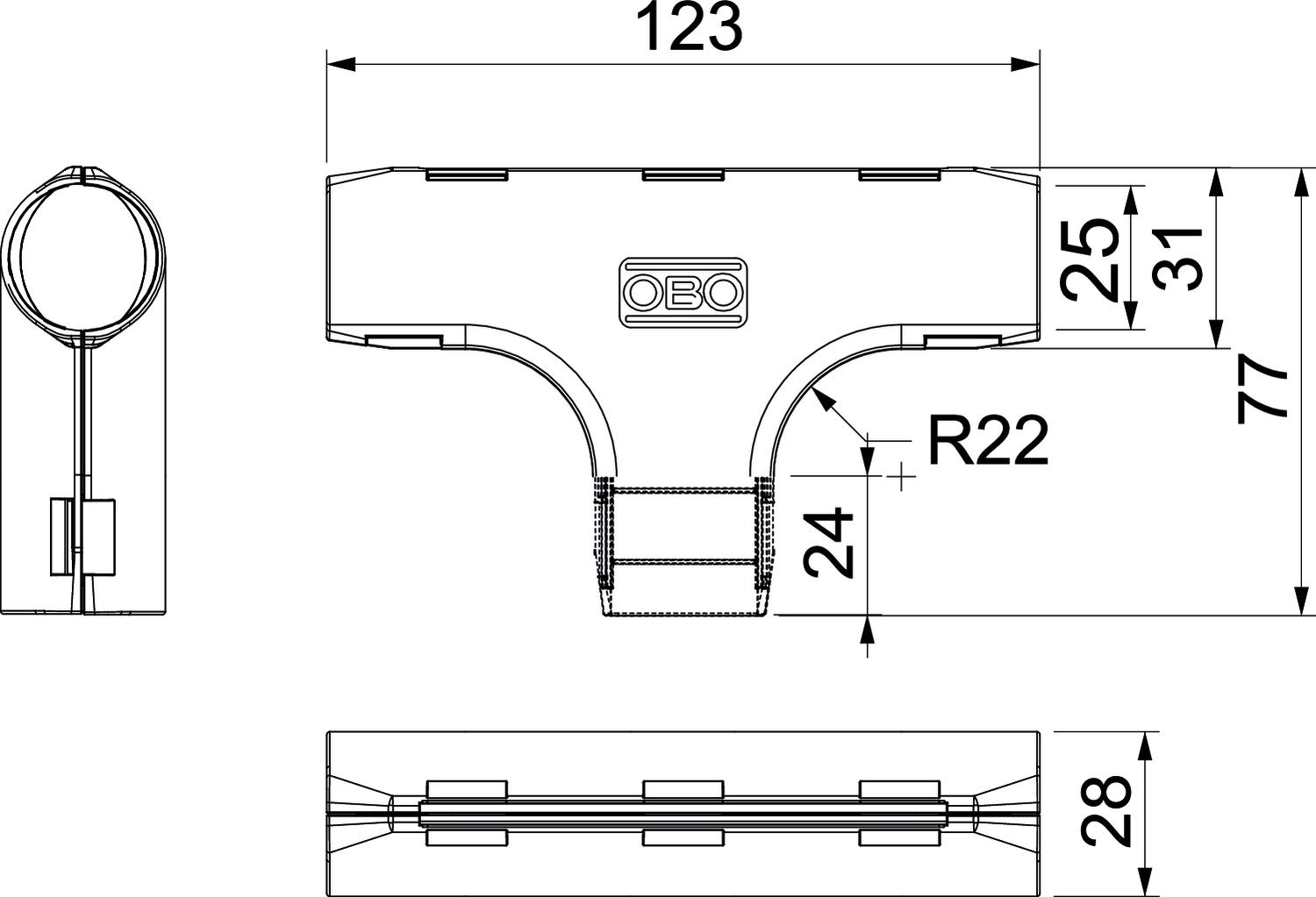 Derivação em T Quick-Pipe M25 Polipropileno cinzento claro RAL 7035 – Imagem 2 de 2