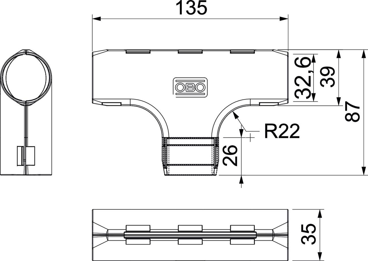 Derivação em T Quick-Pipe M32 Polipropileno cinzento claro RAL 7035 – Imagem 2 de 2