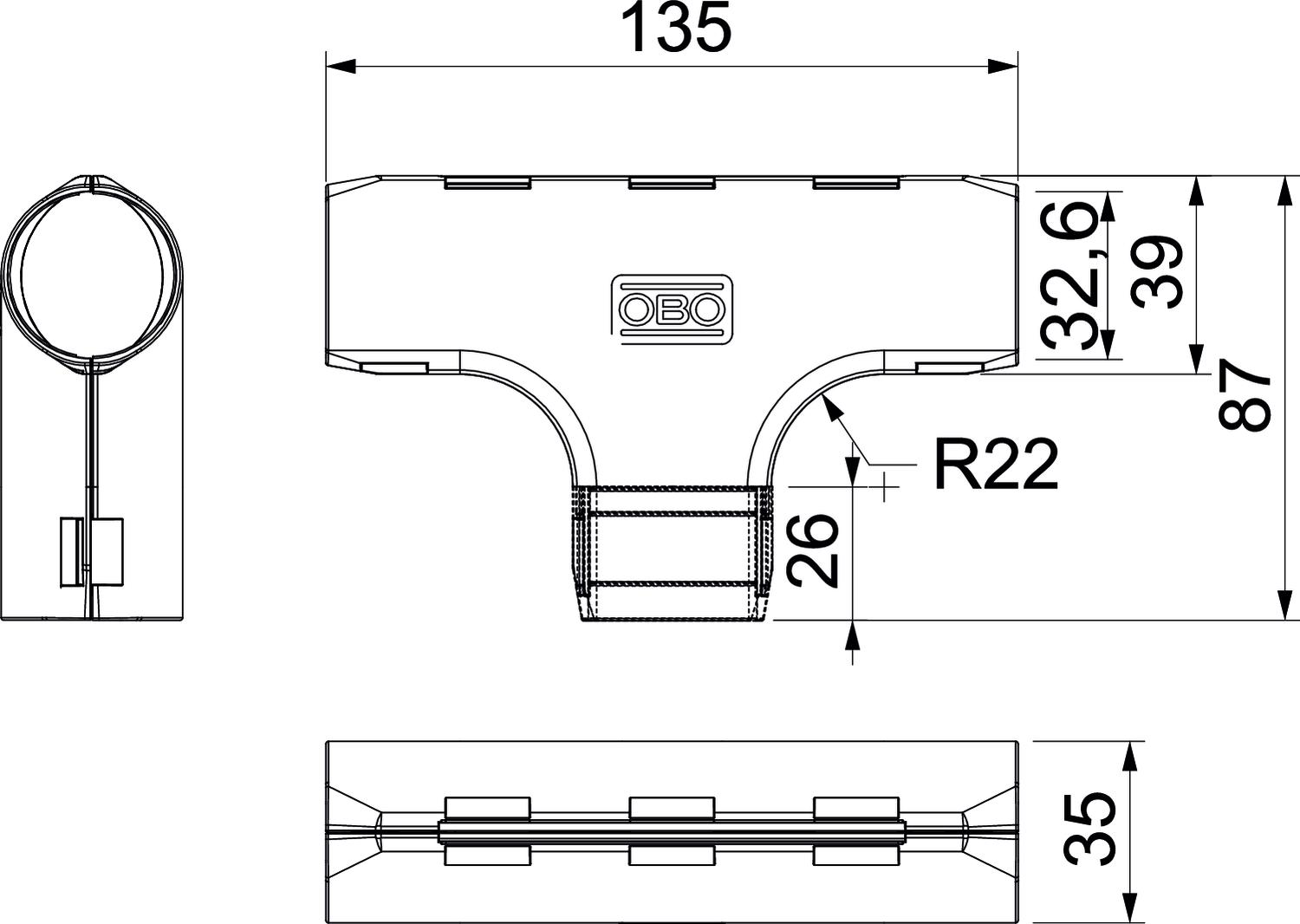 Derivação em T Quick-Pipe M32 Polipropileno cinzento claro RAL 7035 – Imagem 2 de 2