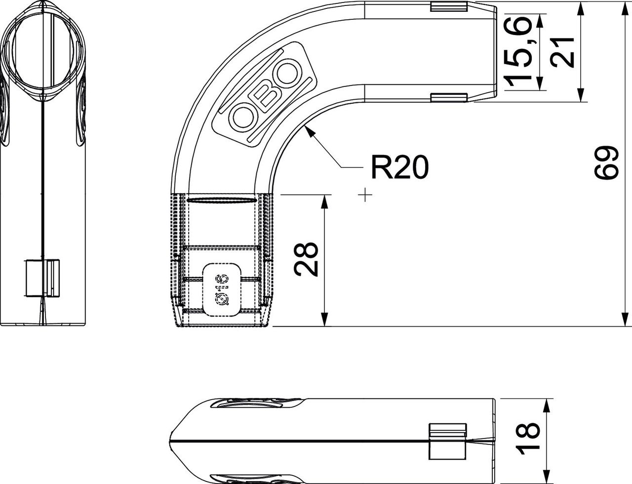 Ângulo de 90° Quick-Pipe M16 Polipropileno cinzento claro RAL 7035 – Imagem 2 de 2