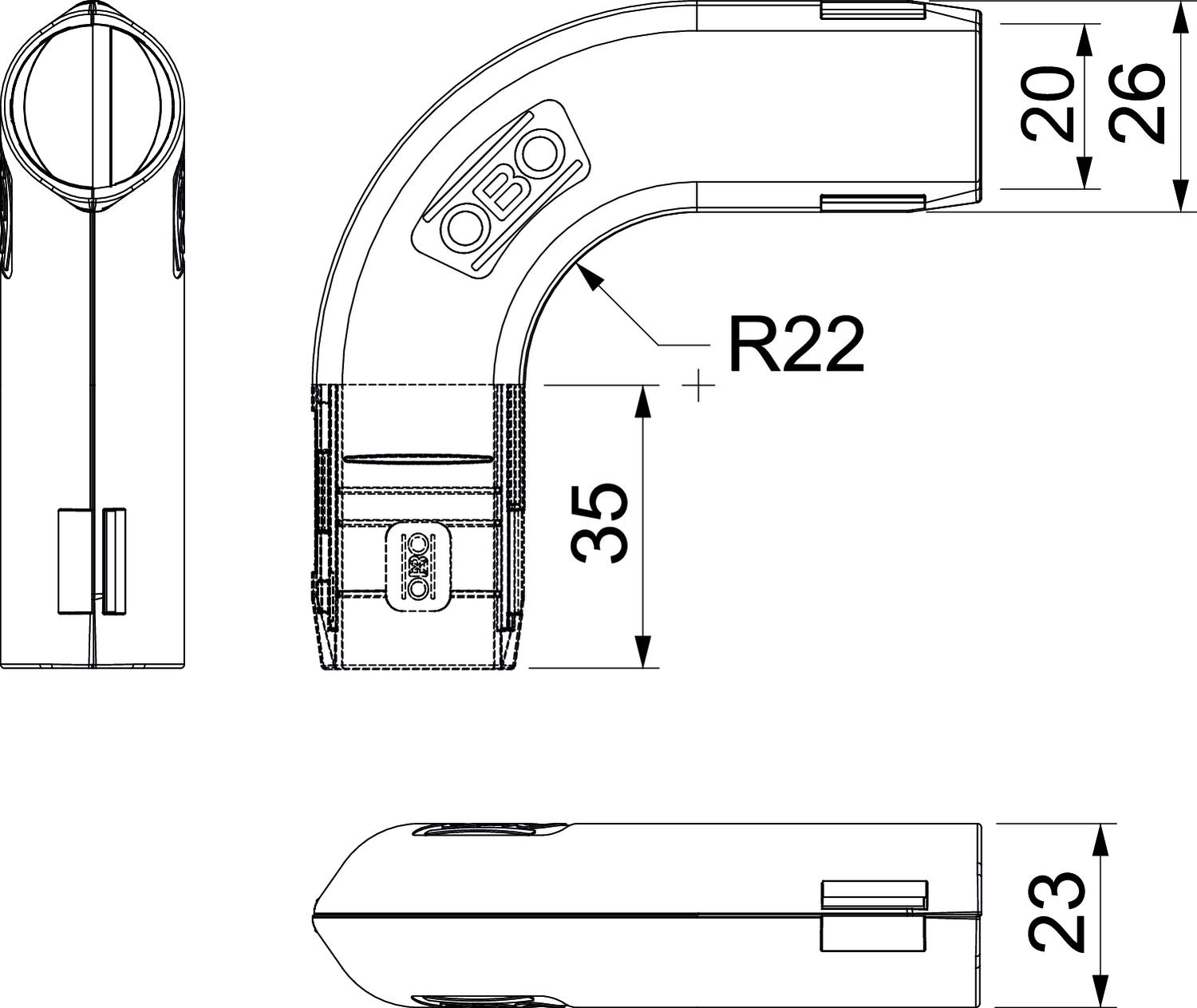 Ângulo de 90° Quick-Pipe M20 Polipropileno cinzento claro RAL 7035 – Imagem 2 de 2