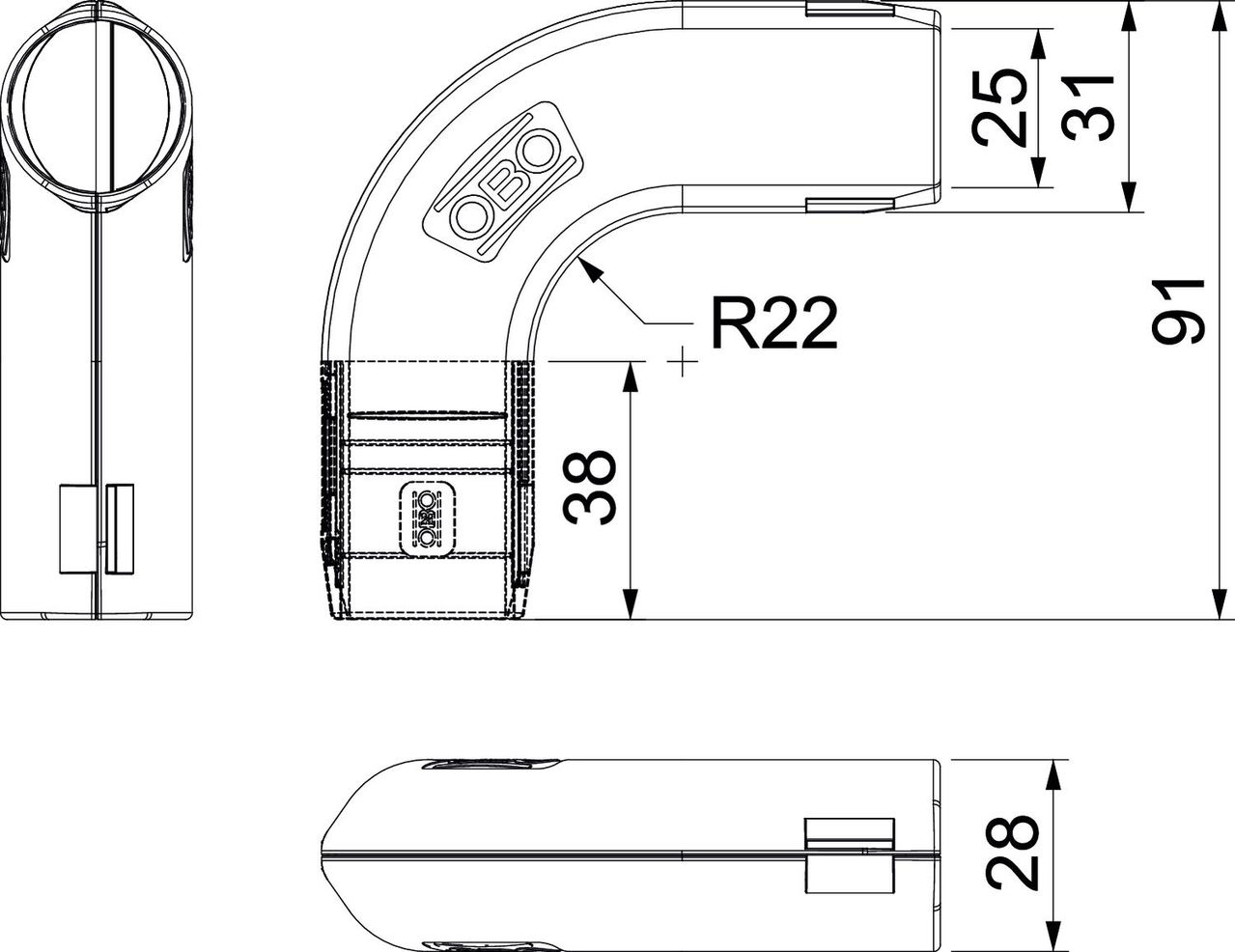 Ângulo de 90° Quick-Pipe M25 Polipropileno cinzento claro RAL 7035 – Imagem 2 de 2