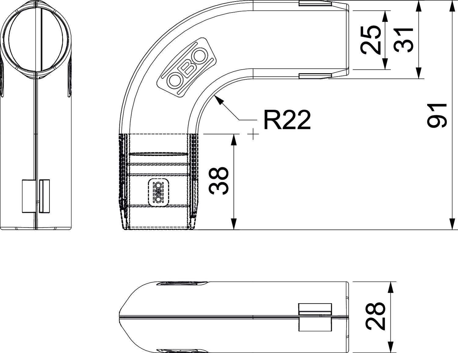 Ângulo de 90° Quick-Pipe M25 Polipropileno cinzento claro RAL 7035 – Imagem 2 de 2