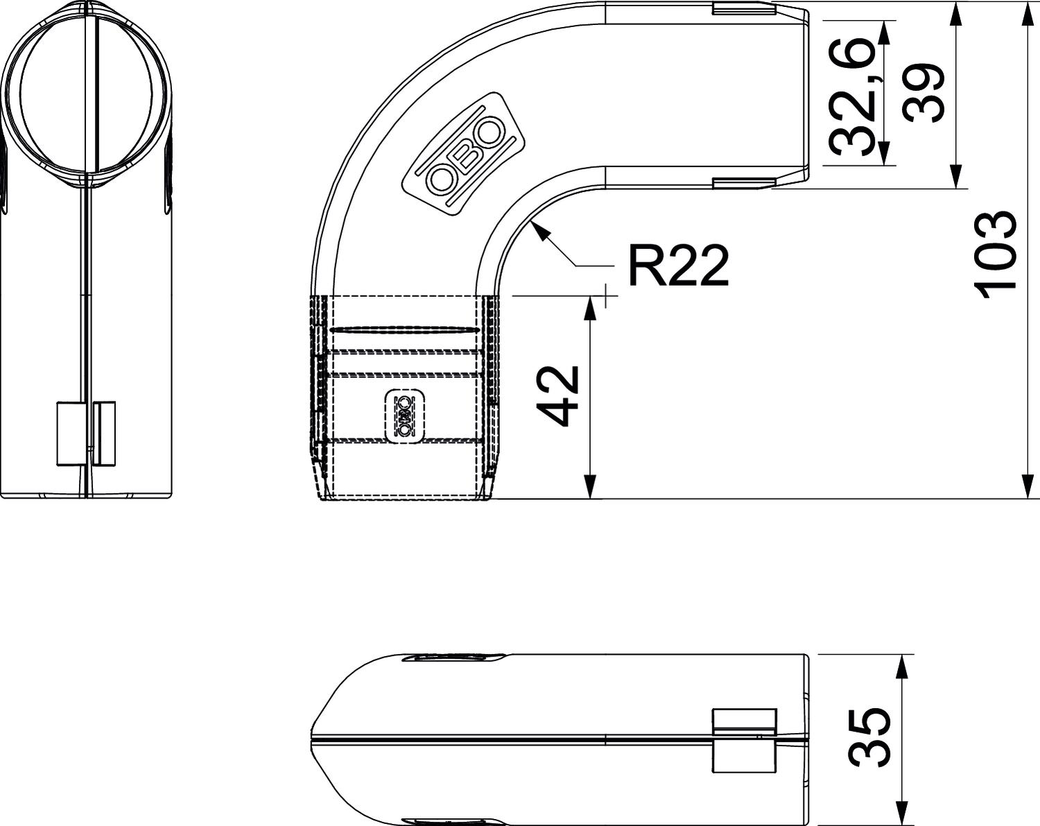 Ângulo de 90° Quick-Pipe M32 Polipropileno cinzento claro RAL 7035 – Imagem 2 de 2