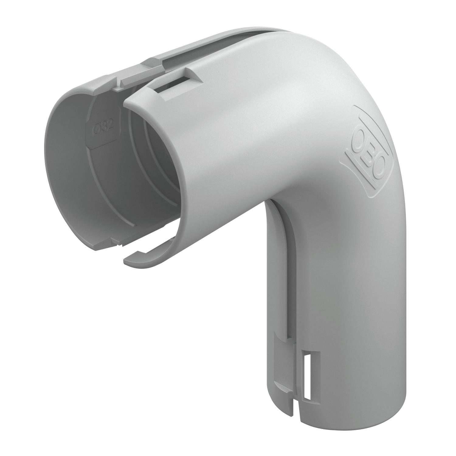 Ângulo de 90° Quick-Pipe M32 Polipropileno cinzento claro RAL 7035