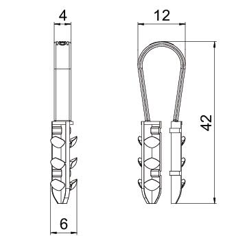 Push-fit plug with loop fastening 41,0x14,0x7,5 Poliamida – Imagem 2 de 2