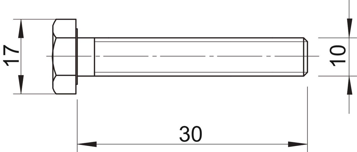 Parafuso sextavado M10x30 Aço Lamela de zinco – Imagem 2 de 2
