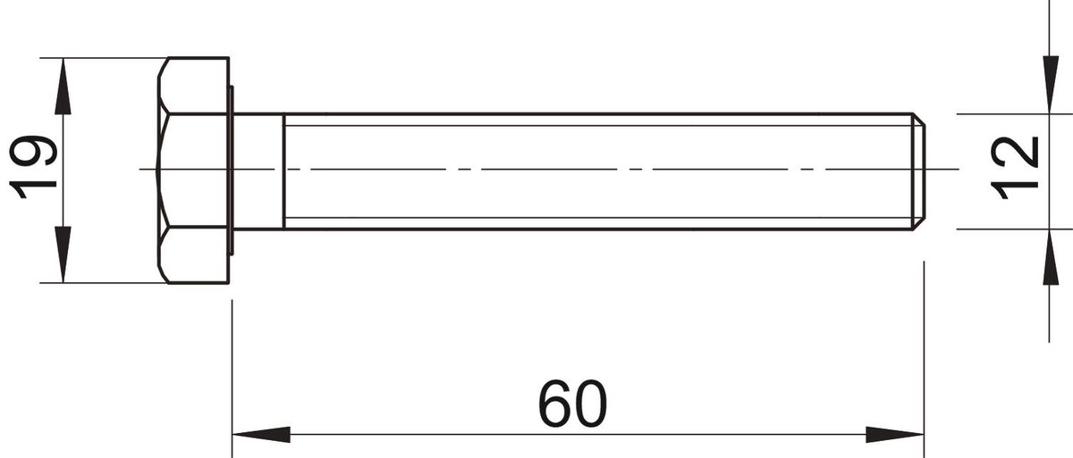 Parafuso sextavado M12x60 Aço Lamela de zinco – Imagem 2 de 2