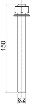 Parafuso de ancoragem para betão e alvenaria 150x8,2 Aço eletrogalvanizado zinco