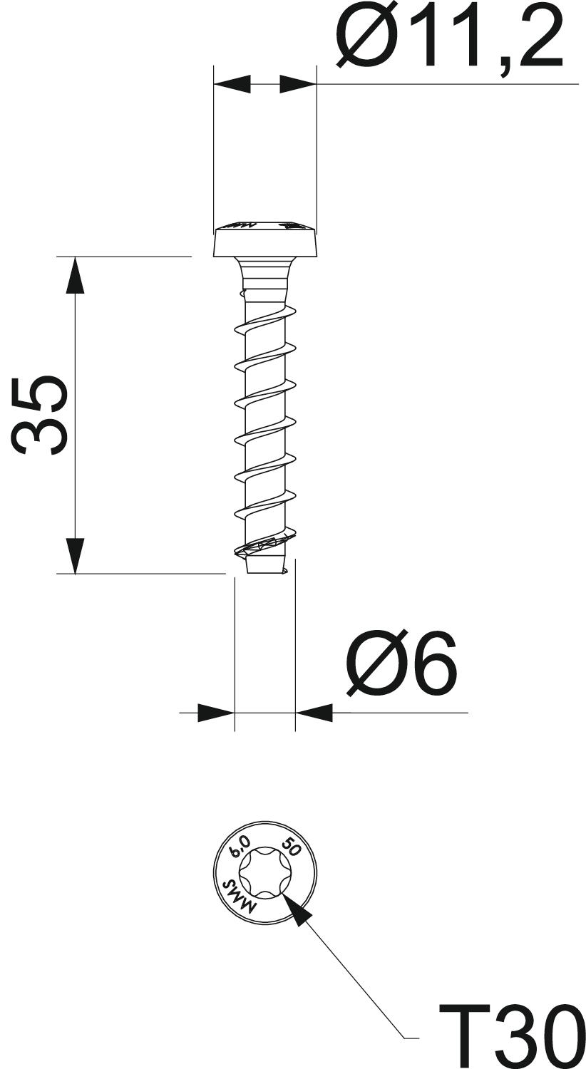 Parafuso antifogo com Panhead 6x35mm Aço eletrogalvanizado zinco – Imagem 2 de 3