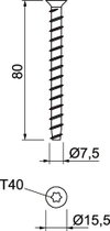 Parafuso antifogo 7,5x80 Aço galvanizado zinco