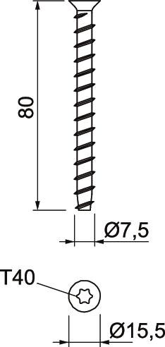 Parafuso antifogo 7,5x80 Aço galvanizado zinco – Imagem 2 de 2