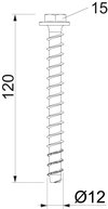 Parafuso sextavado com anilha combinada 12x120 Aço galvanizado zinco