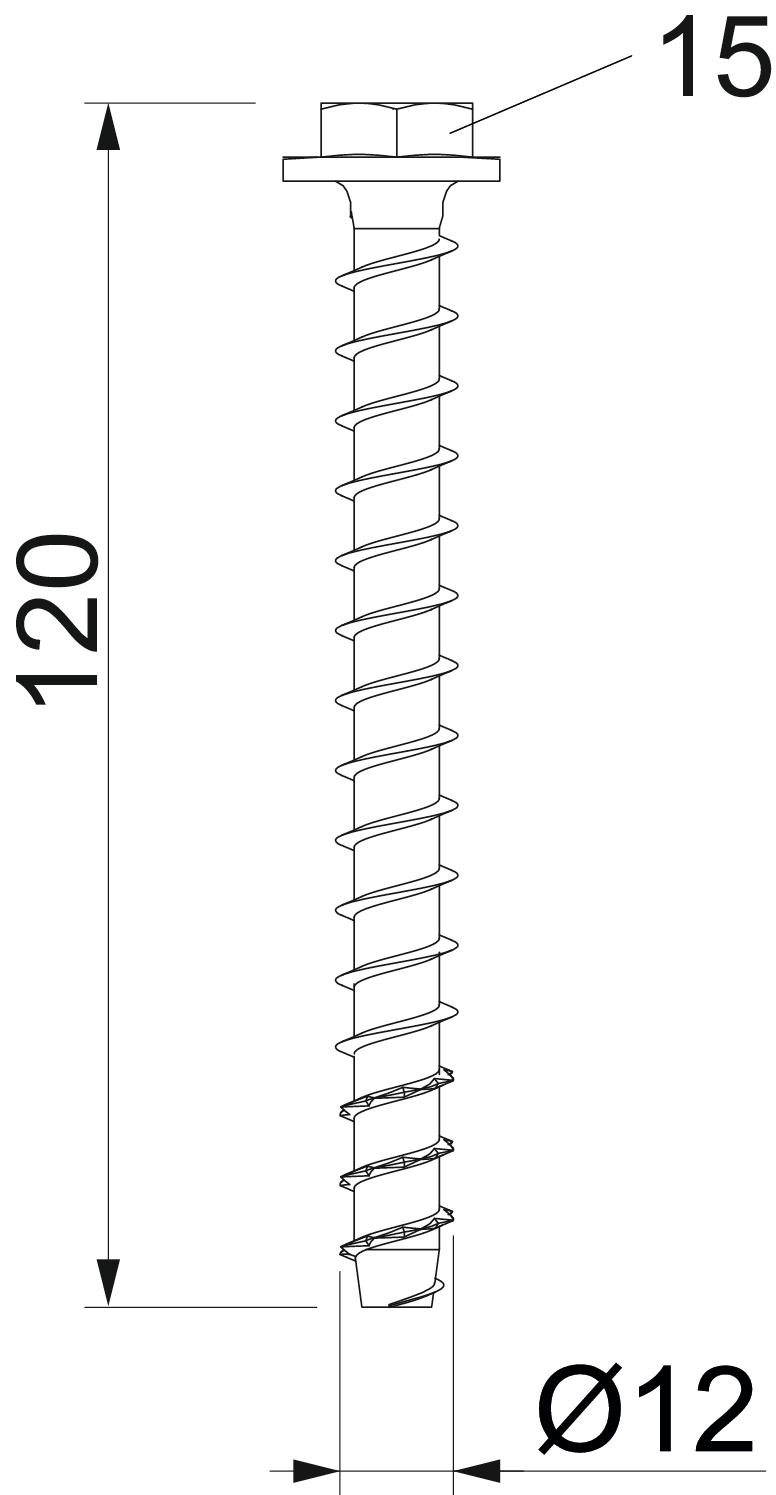 Parafuso sextavado com anilha combinada 12x120 Aço galvanizado zinco – Imagem 2 de 2