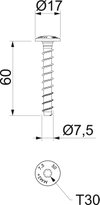Parafuso de ancoragem com cabeça achatada Panhead 7,5x60 Aço galvanizado zinco