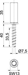 Perno com rosca interna com união com rosca combinada 7,5x40 Aço eletrogalvanizado zinco
