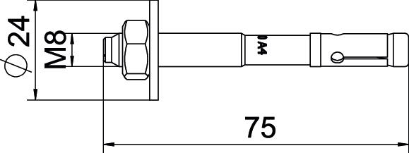 Wedge anchor BZ3 with large washer M8x75 Aço inoxidável, livre de ferrugem brilhante, pós-tratamento aço inoxidável – Imagem 2 de 2