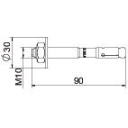 Wedge anchor BZ3 with large washer M10x90 Aço inoxidável, livre de ferrugem brilhante, pós-tratamento aço inoxidável – Imagem 2 de 2