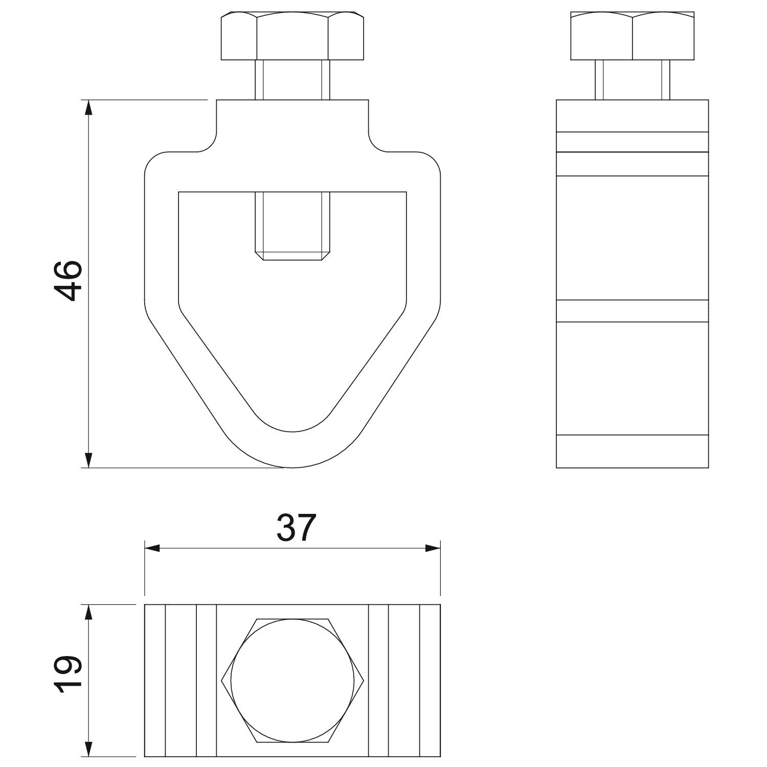 Abraçadeira para RD16/FL25 46x19x37 Bronze de alumínio – Imagem 2 de 3