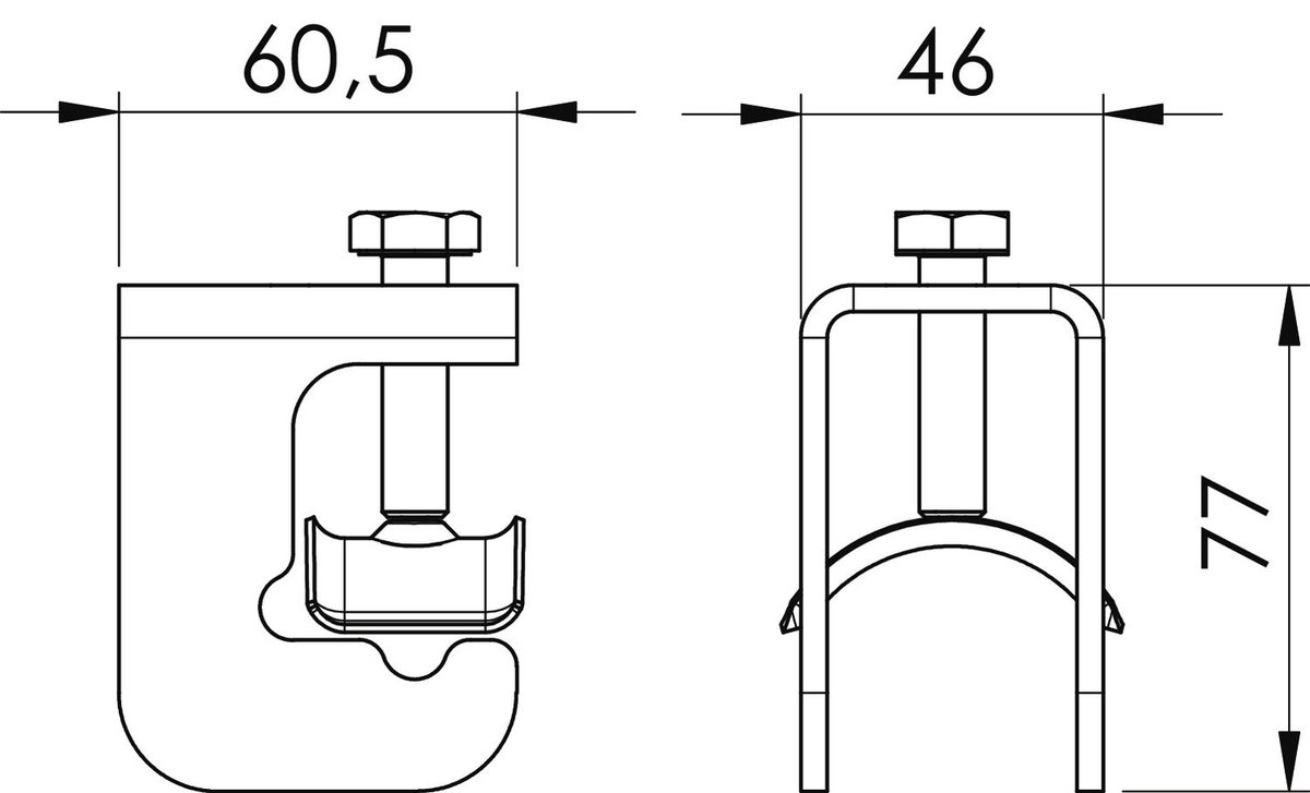 Ligador VARIO placa de pressão para armadura 16-37mm 61x46x88 Aço – Imagem 2 de 3