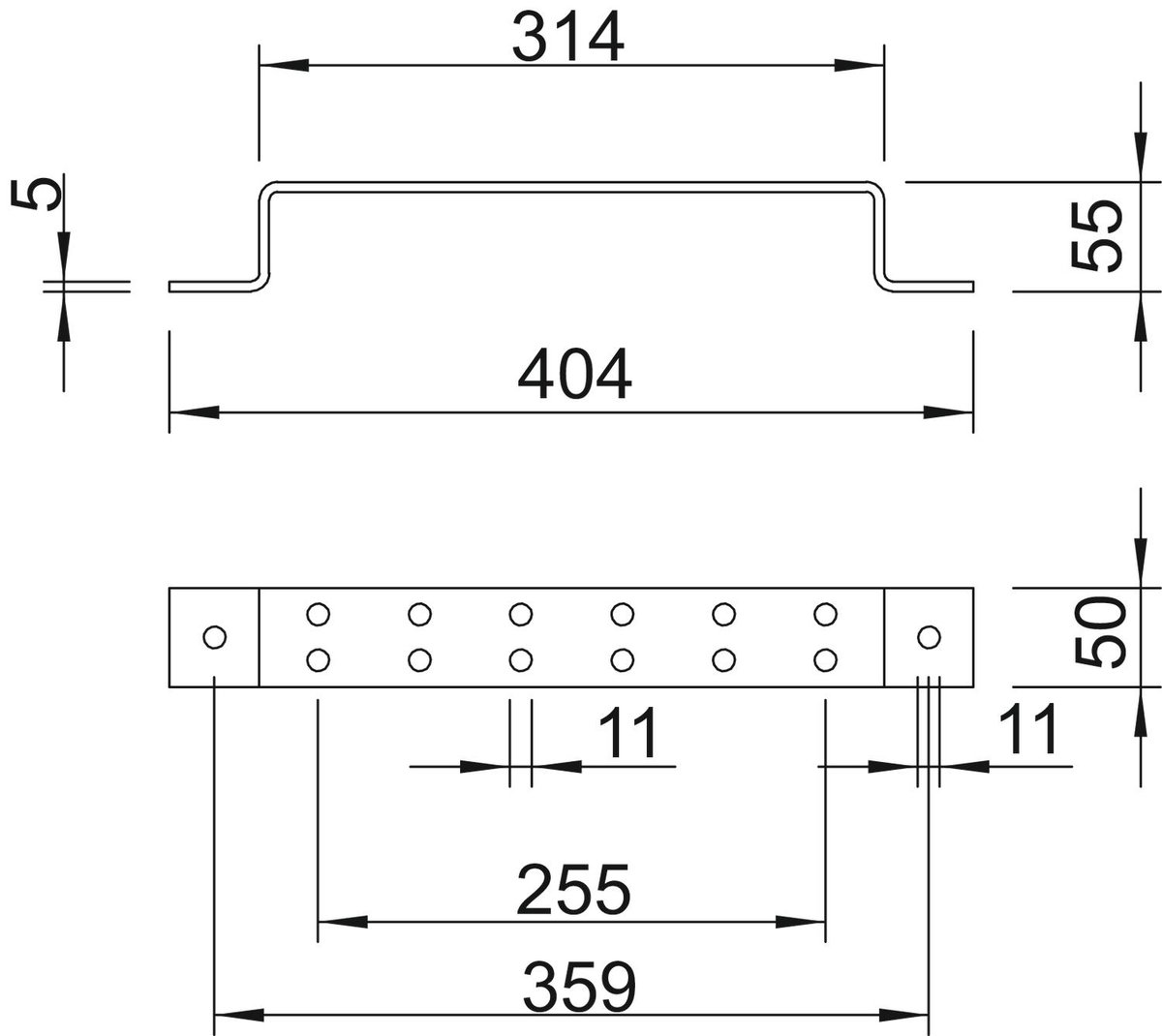 Placa de terra para 6 cabos 50x5mm Aço Galvanizado por imersão a quente após maquinação – Imagem 2 de 3