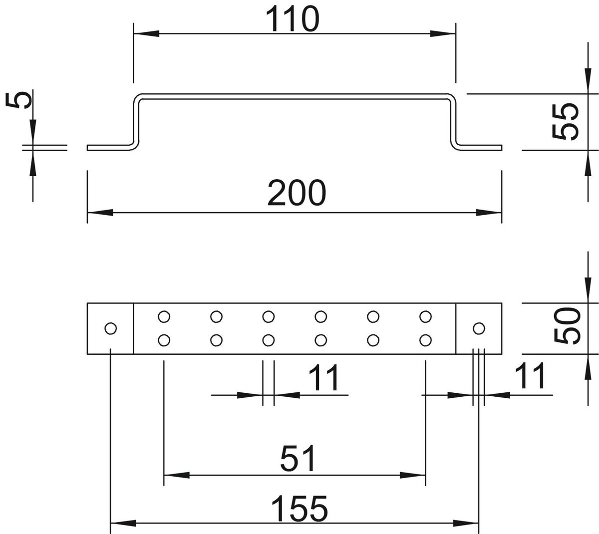 Placa de terra para 2 cabos 200mm Aço inoxidável A4 1.4571 – Imagem 2 de 3