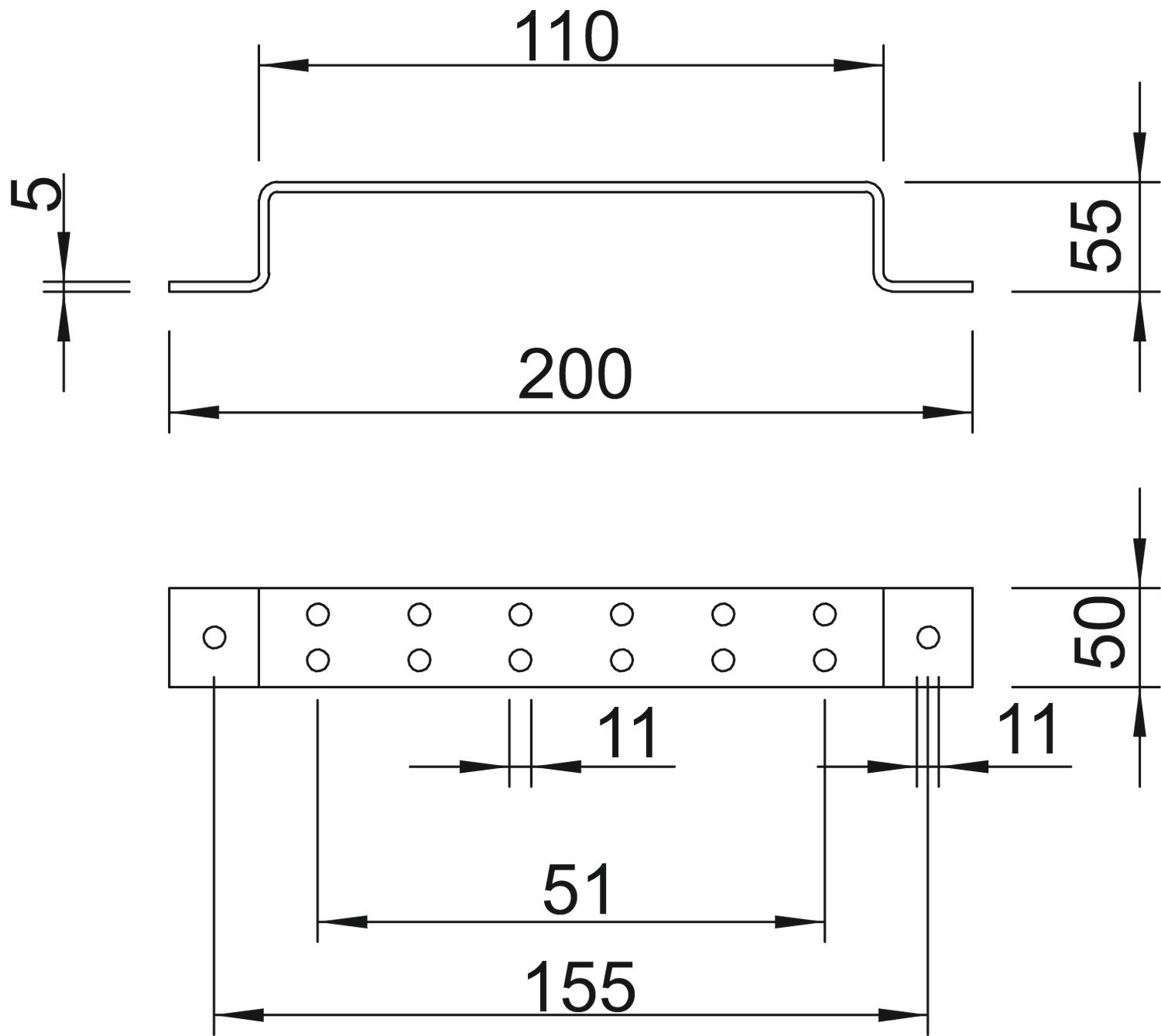 Placa de terra para 2 cabos 200mm Aço inoxidável A4 1.4571 – Imagem 2 de 3