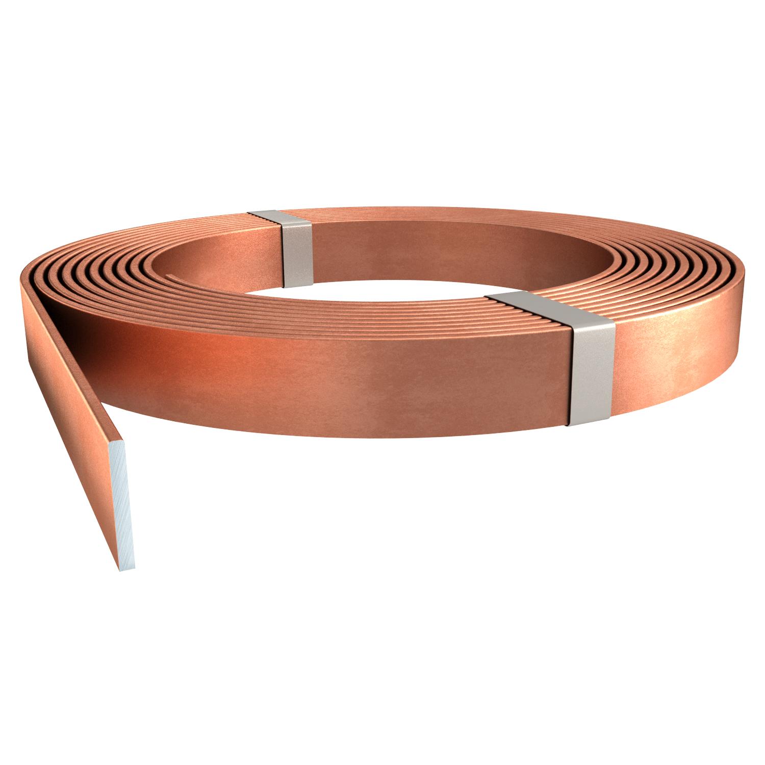 Fita cobreada, rolo de 50m e 41kg 30x3mm Aço cobreado