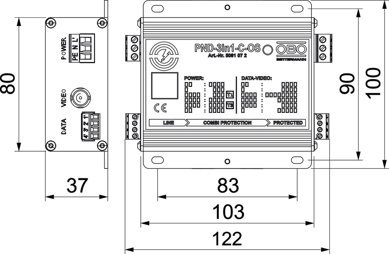 Descarregador combinado 3 em 1 para CCTV analógico 230V – Imagem 2 de 3