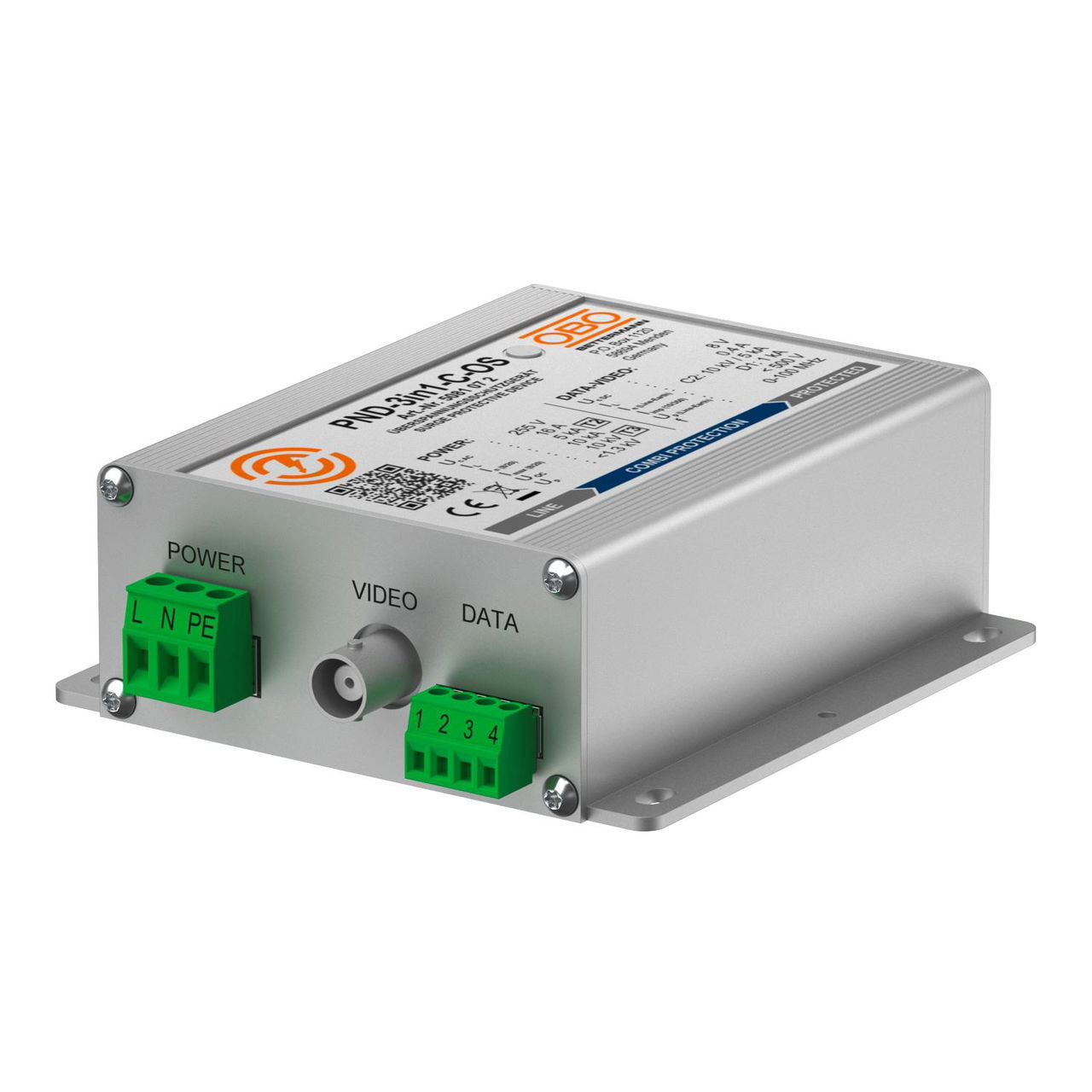 Descarregador combinado 3 em 1 para CCTV analógico 230V