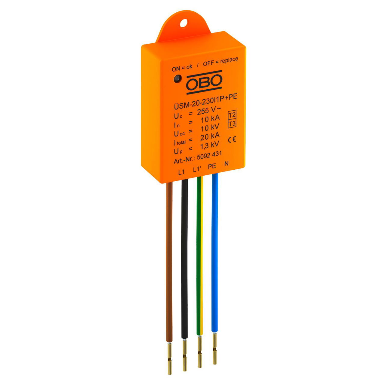 Descarregador de sobretensões para lâmpadas LED com 1 fase 230V