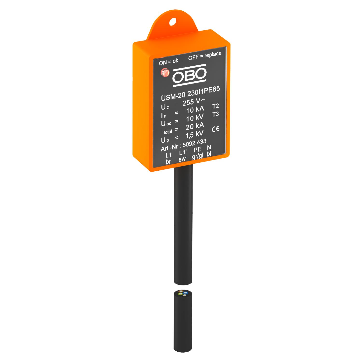 Descarregador de sobretensões para lâmpadas LED com 1 fase 230V